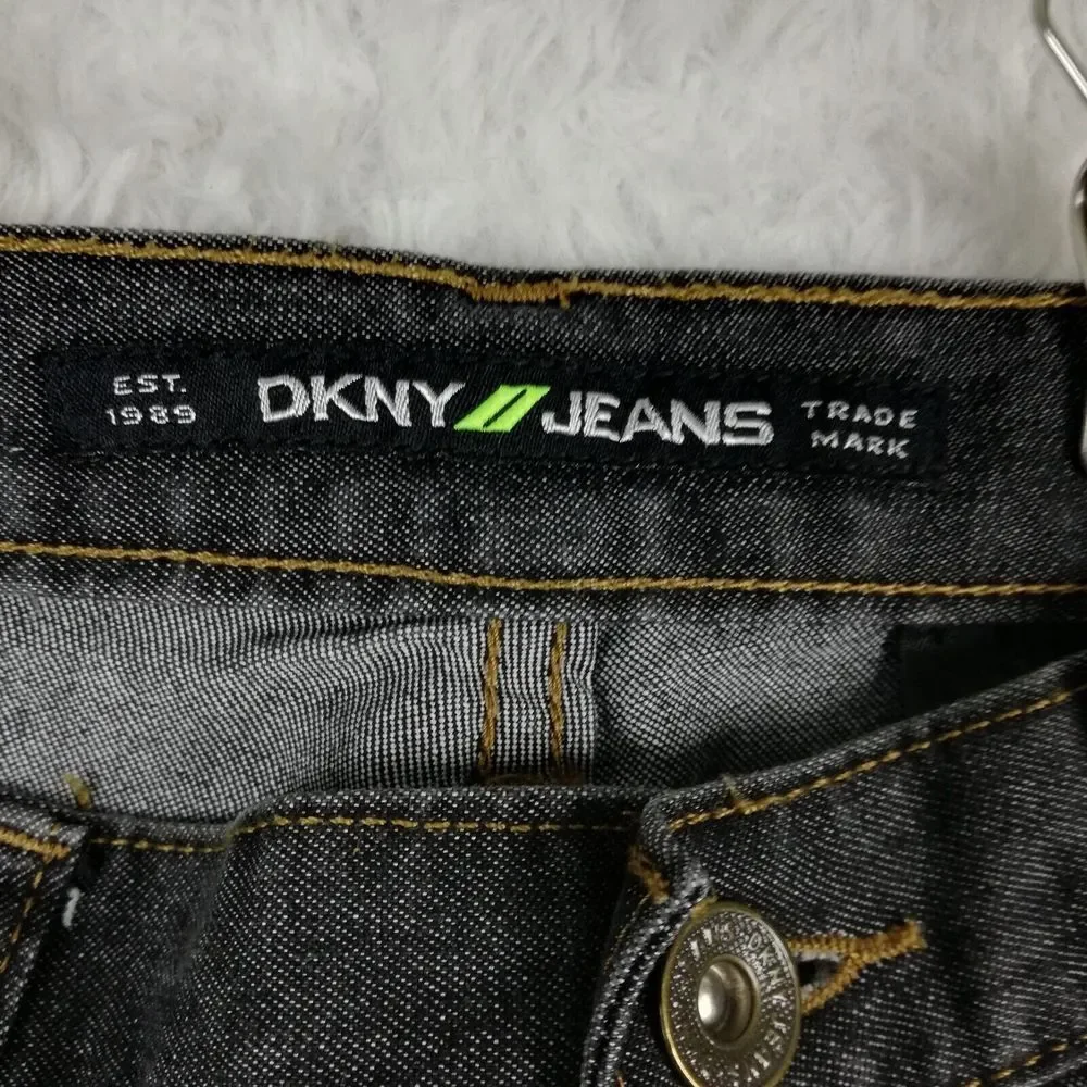 DKNY Womens Jeans Boot Cut Denim Black Wash Mid Rise Stretch 8‎